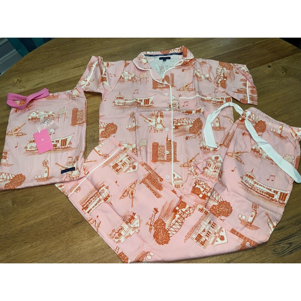 Katie Kime NWT Nashville Toile Small Pajamas Pink Girls Gift Bachelorette Trip